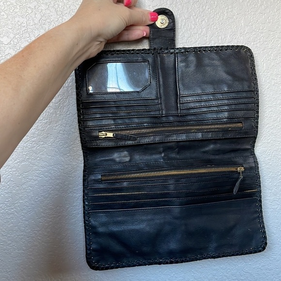 CLEOBELLA Anthropologie Cut-Out Black Leather Boho Clutch - Picture 7 of 11